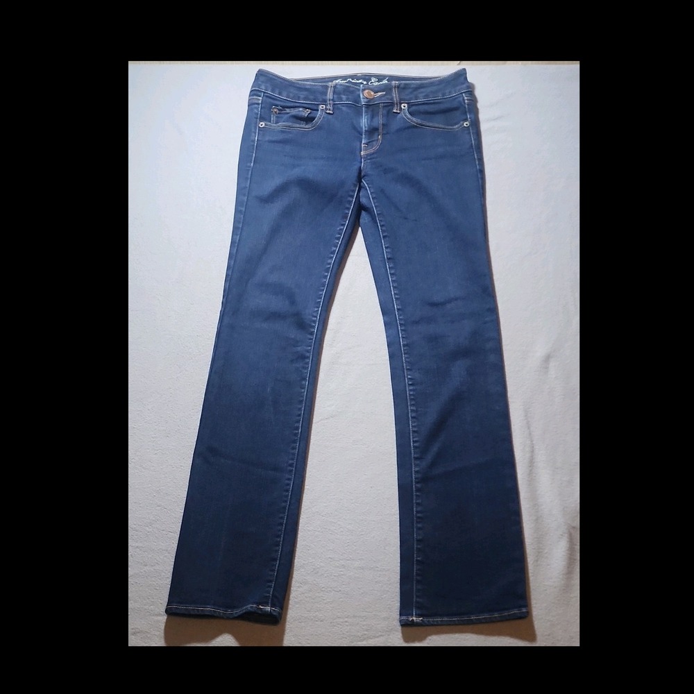 American Eagle Outfitters Women's Straight Jeans Blue Denim Stretch